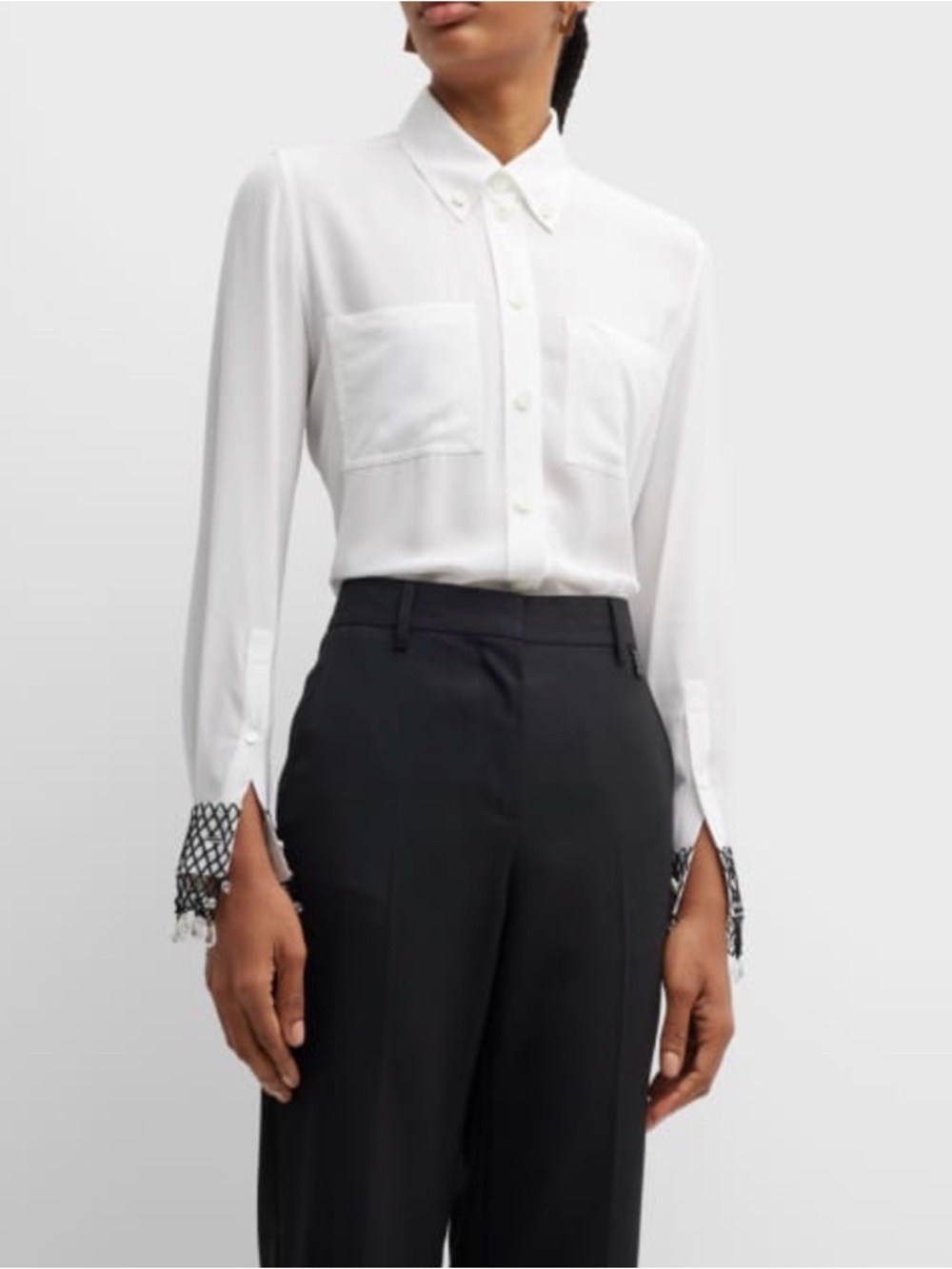 Burberry Paola Button-Front Shirt w/ Cuff Detail size 6